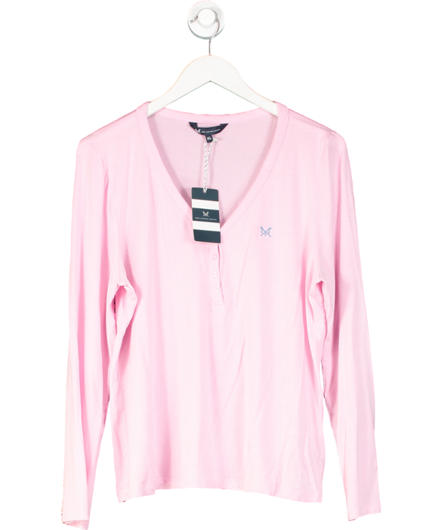 Crew Clothing Company Pink Button Down V-neck Tee UK XL