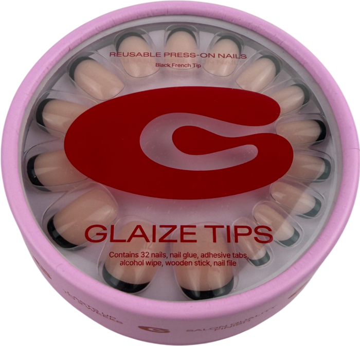 Glaize Stick-on Gel Nails Black French Tips One size