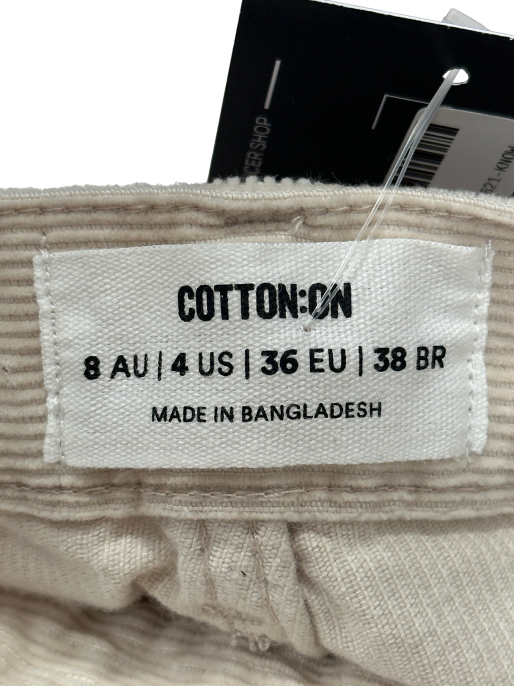 cotton on Beige Cord Straight Jean UK 8