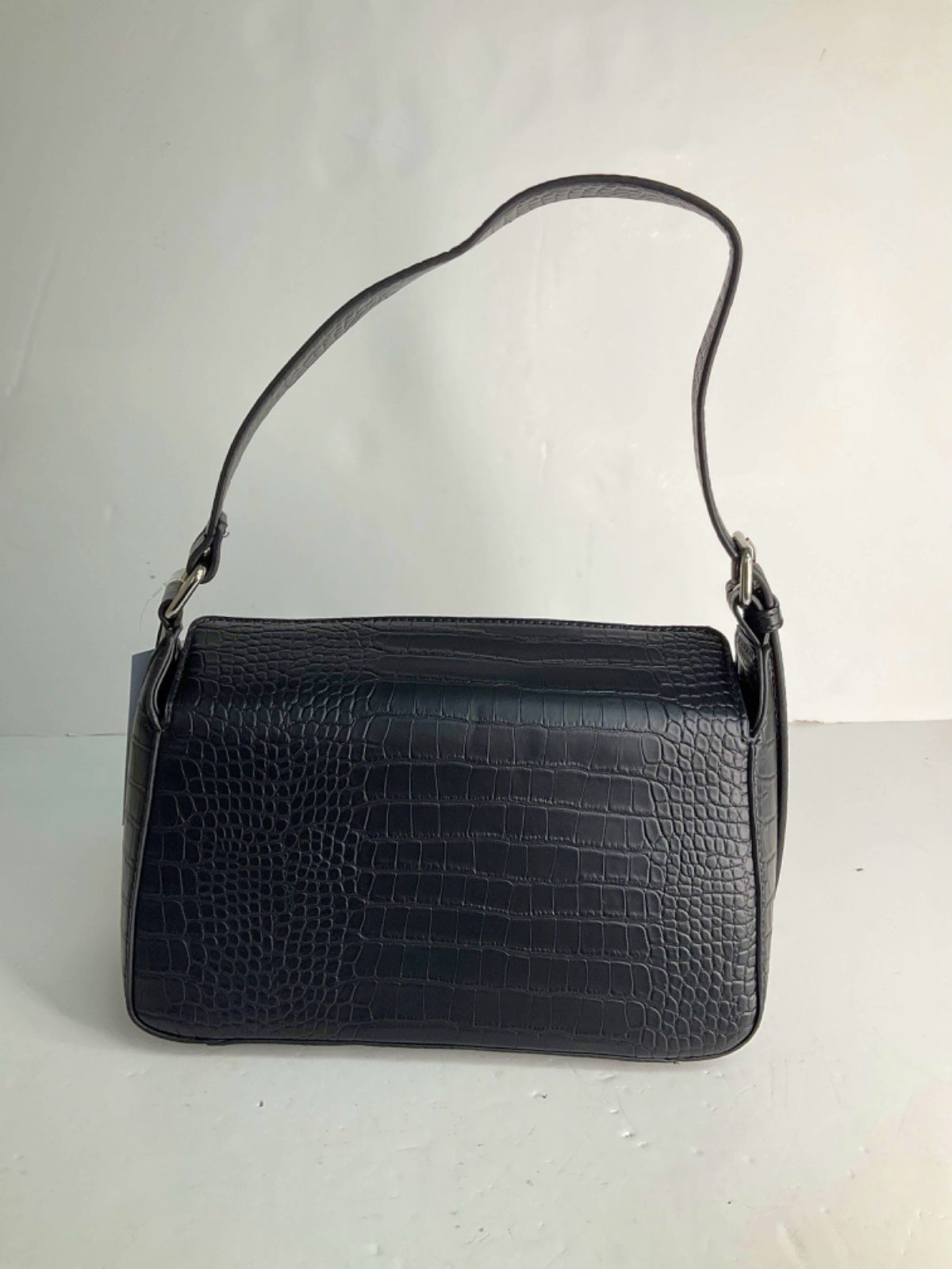 Next Black Croc Embossed Shoulder Bag One Size