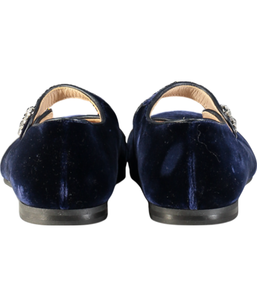 Il Gufo Blue Embellished Velvet Ballet Flats UK 3.5 EU 36 👼