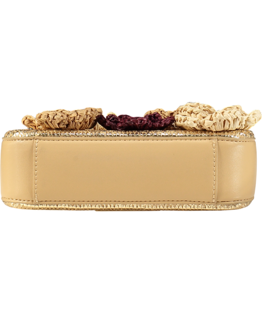 Kurt Geiger Brown Mini 3D Flower Bond Shoulder Bag with chain strap