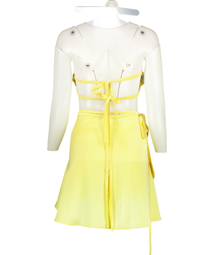 Deusa Yellow Satin Crop Top And Skirt Co-ord UK S/M