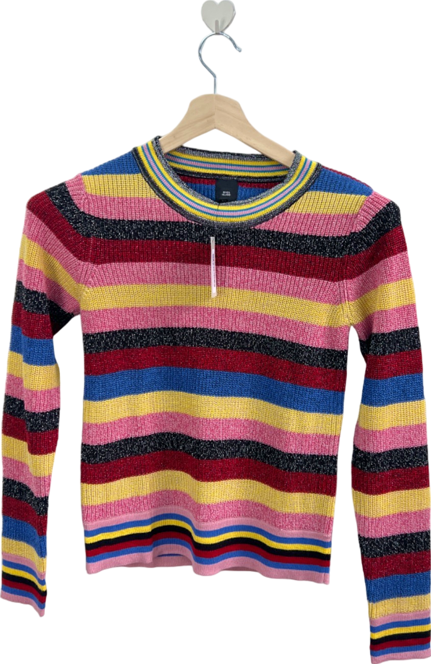 River Island Multi-Colour Striped RI Cocktail Loo Jumper UK 8