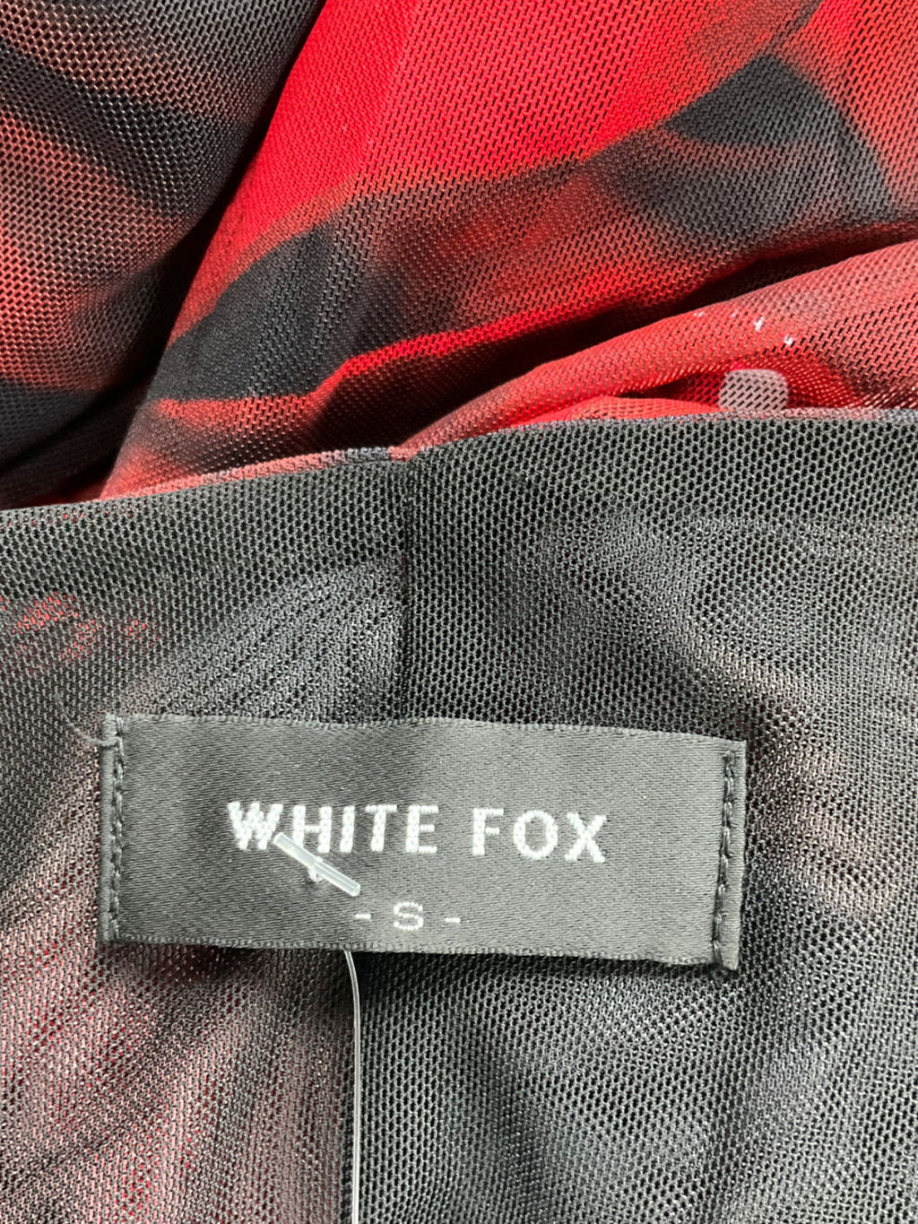 White Fox Black Same Heart Mesh Maxi Dress Red Hibiscus UK S