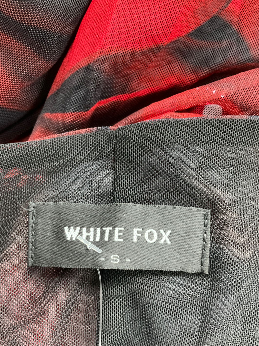 White Fox Black Same Heart Mesh Maxi Dress Red Hibiscus UK S