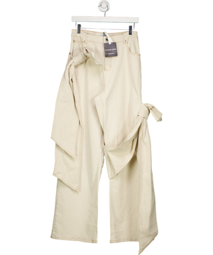 Blumarine Cream Bow-detailing Wide-leg Jeans UK M