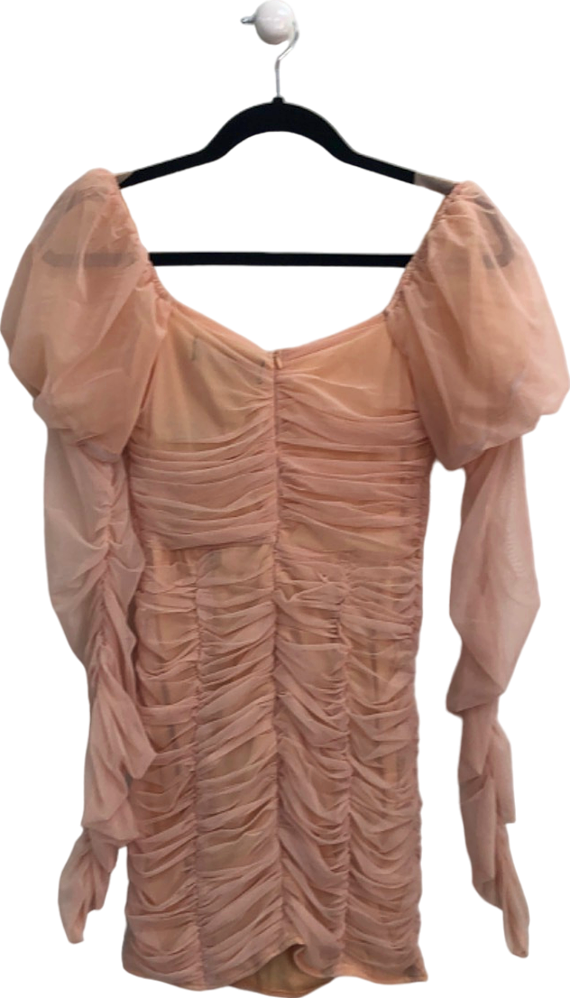 MISSPAP Peach Ruched Off-Shoulder Mini Dress UK 10