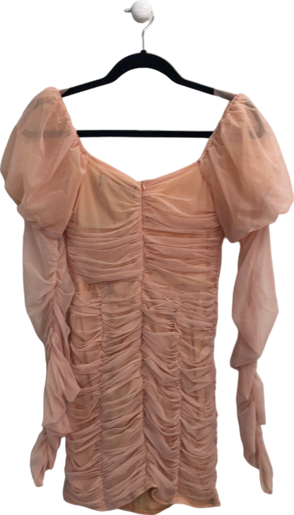 MISSPAP Peach Ruched Off-Shoulder Mini Dress UK 10