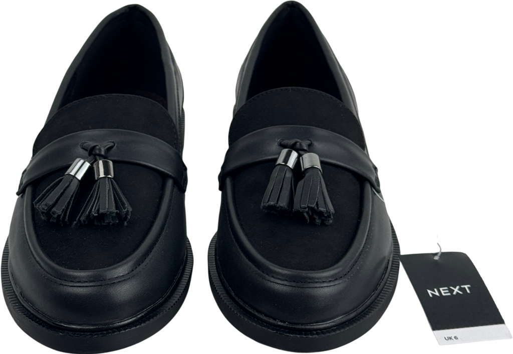 NEXT Black Forever Comfort Tassel Round Toe Loafers UK 6 EU 39 👠