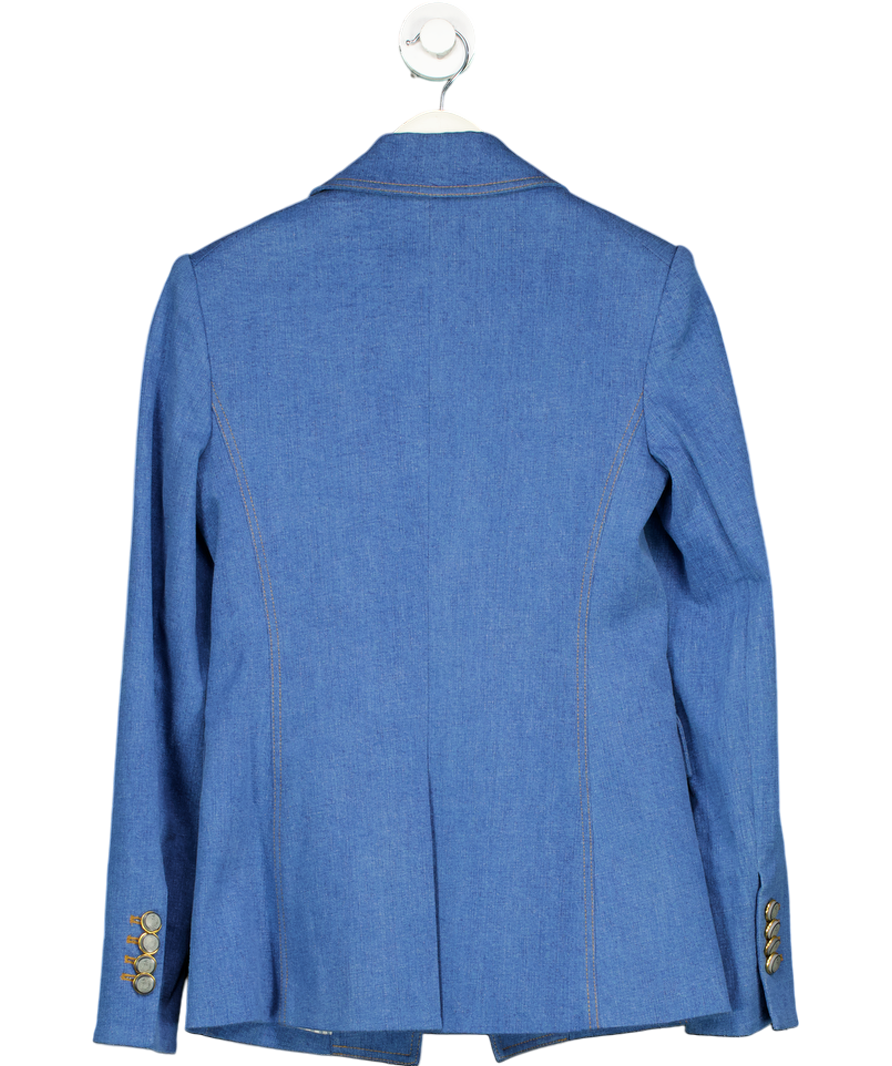 Veronica Beard Blue Naira Dickey Double-breasted Denim Blazer UK XS