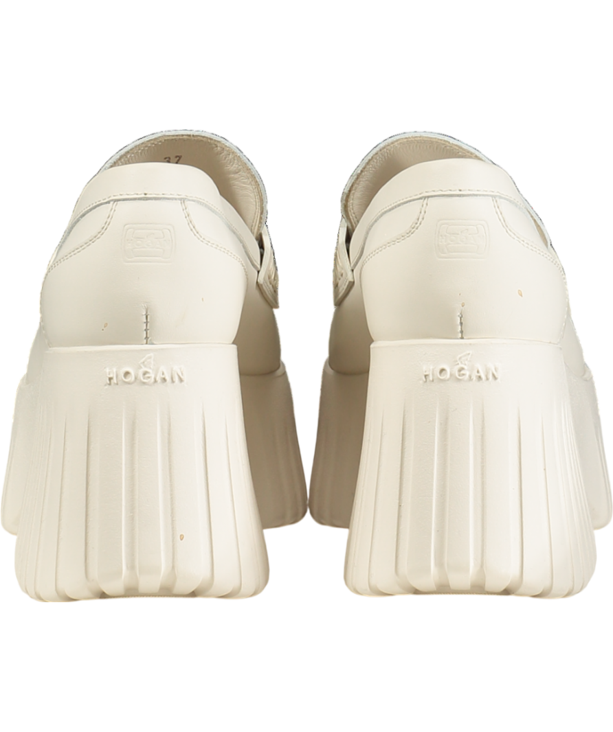 HOGAN Cream Ivory Leather Platfrom Loafers UK 4 EU 37 👠