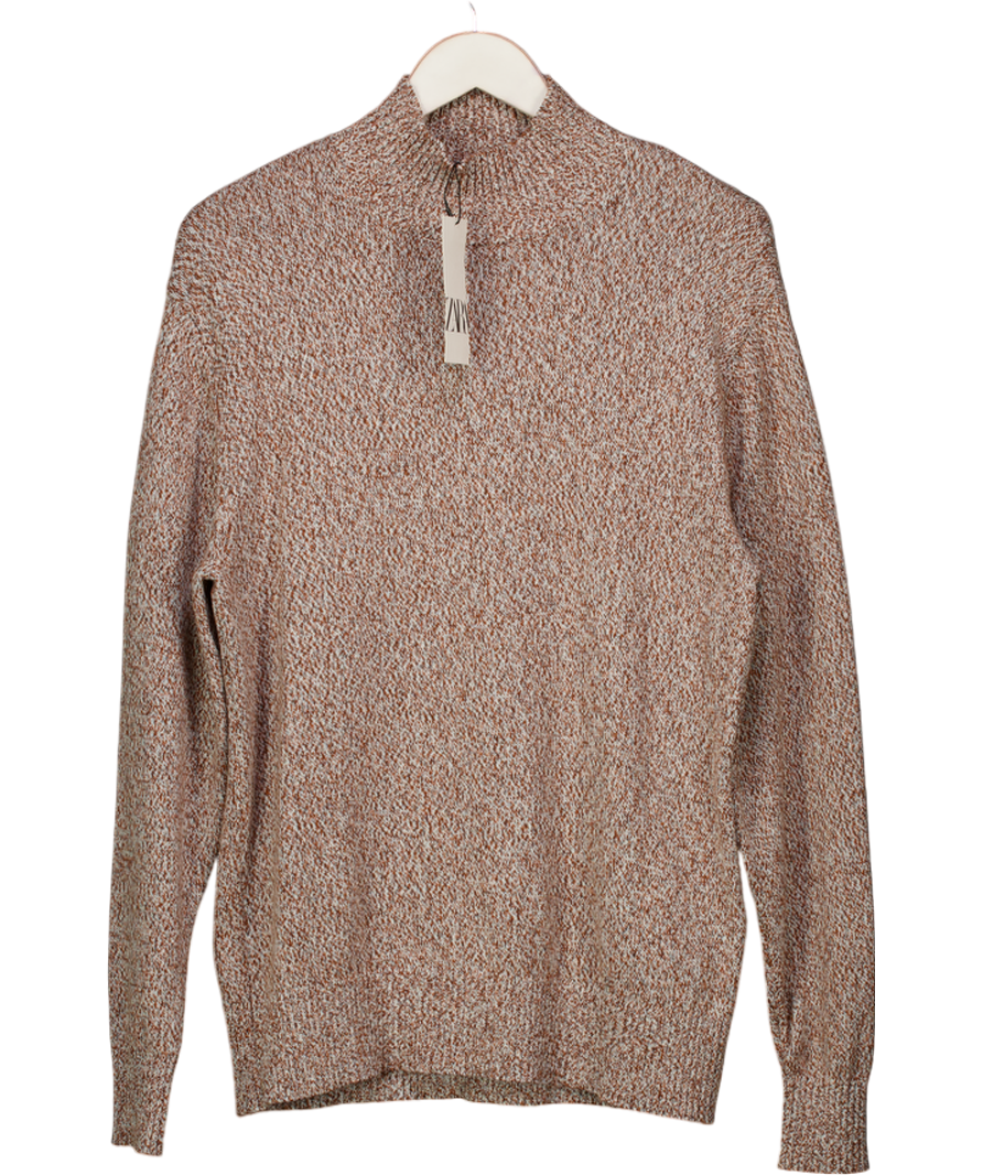 ZARA Orange Fine Knit High Neck Jumper UK M