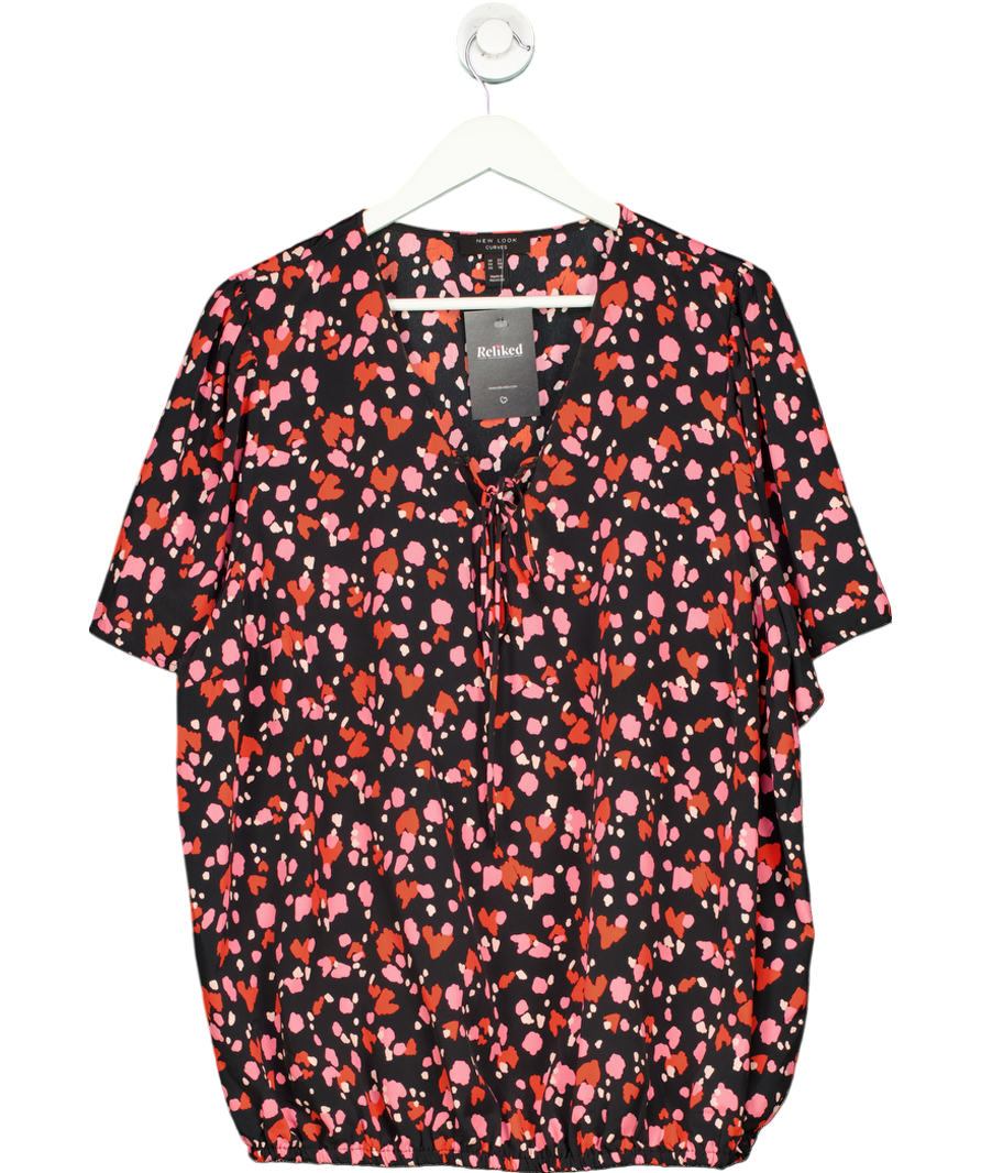 New Look Black Curve Pattered Short Sleeve Blouse UK 22