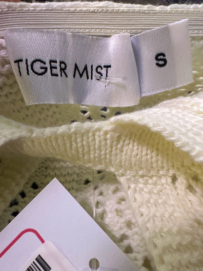 Tiger Mist White Crochet Halter Top UK S