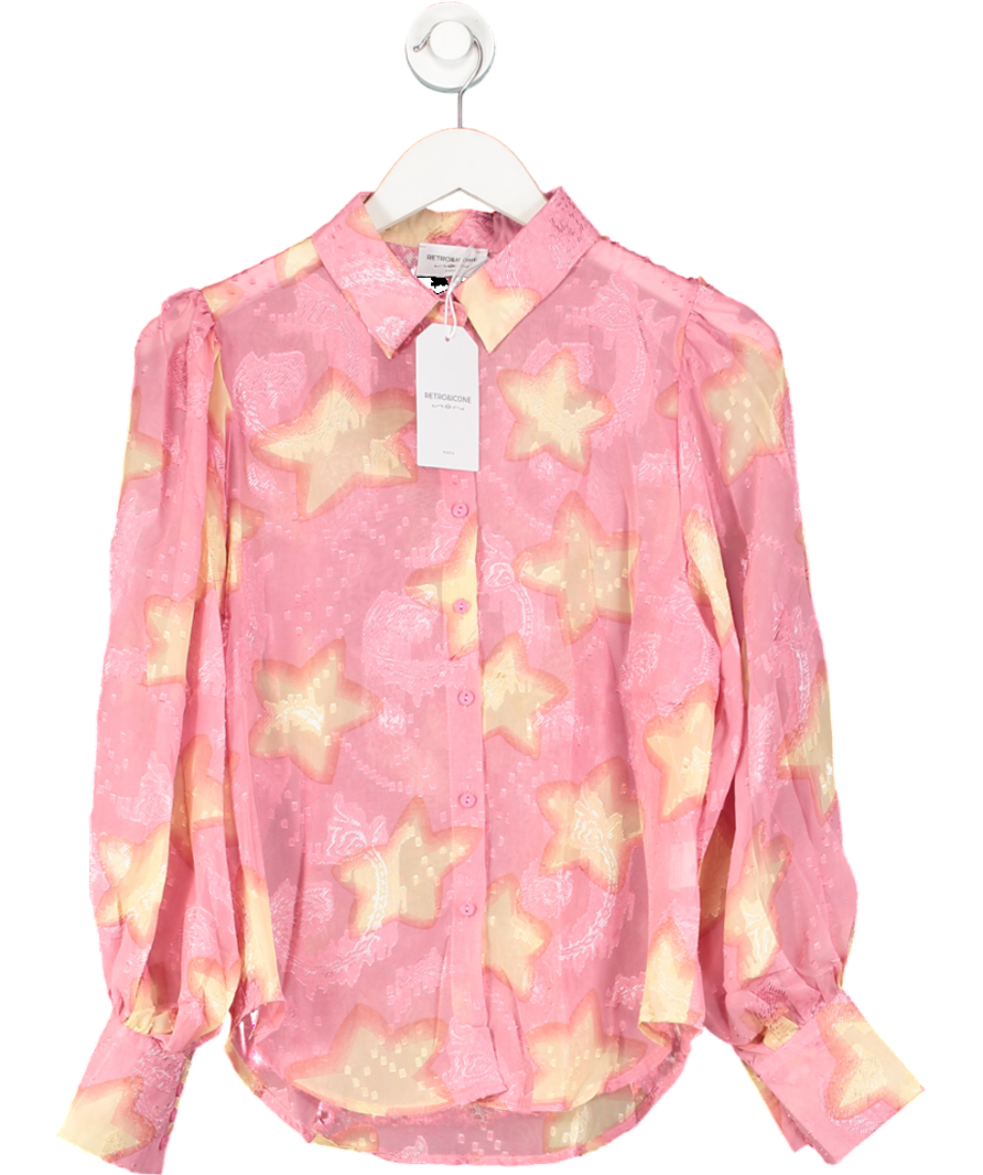 Retro & Icone Pink Sheer Stars Shirt UK S