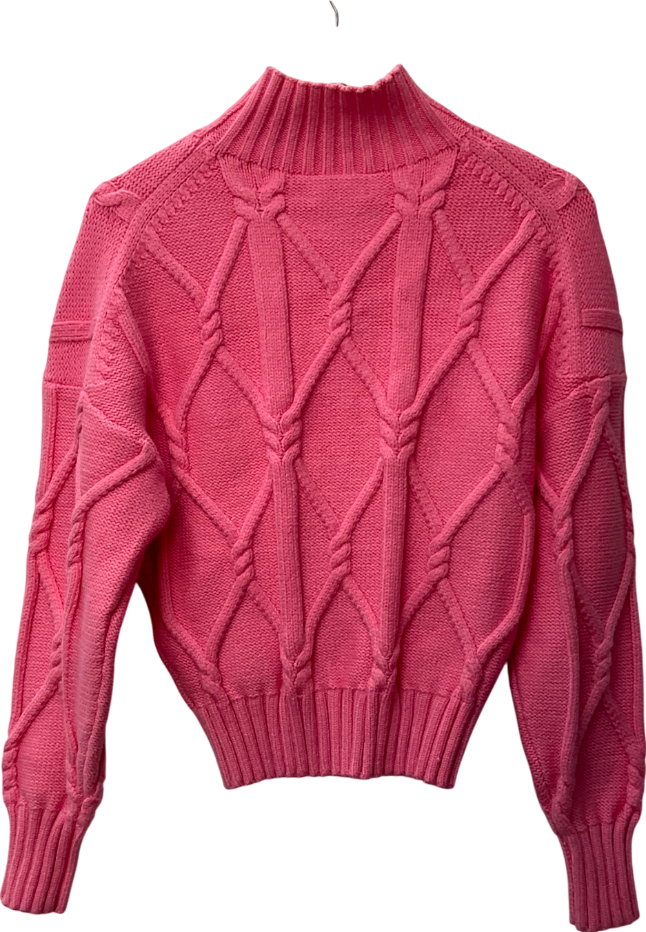 J.crew Bubblegum Pink Cable Knit Chunky Mock Turtleneck Sweater UK M