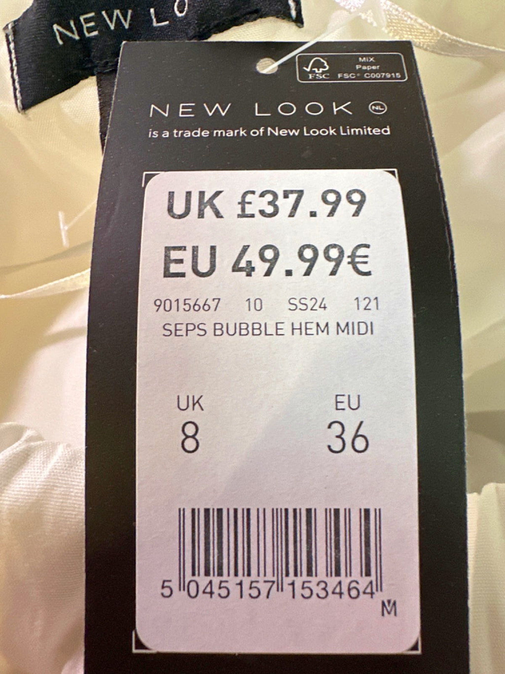 New Look White Bubble Hem Midi Skirt UK 8