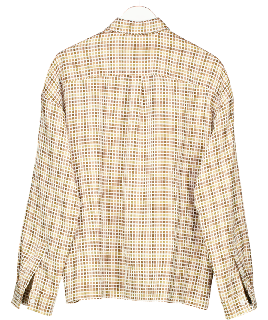 Sangiev Beige Tiled Long Sleeve Shirt UK M