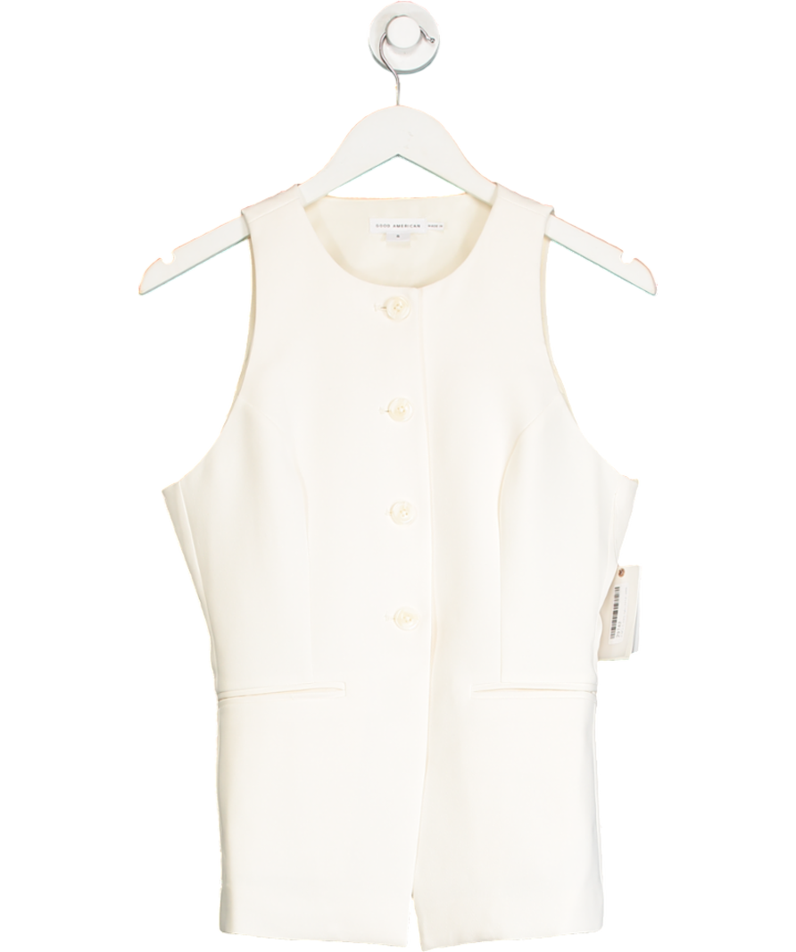 Good American Cream Luxe Suiting Sculpted Vest UK S