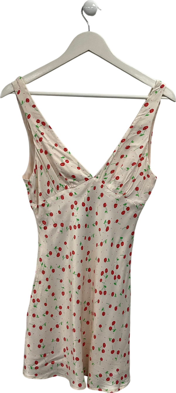 ZARA Cream Cherry Print Dress UK M