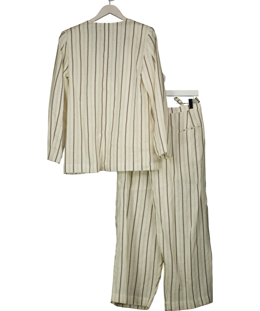 Kitri 2-piece Cream Sahara Linen Blazer (uk M) And Cropped Trouser Set UK S