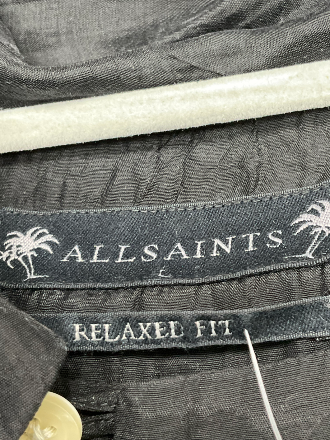 All Saints Black Wildrose Embroidered Sheer Shirt UK L