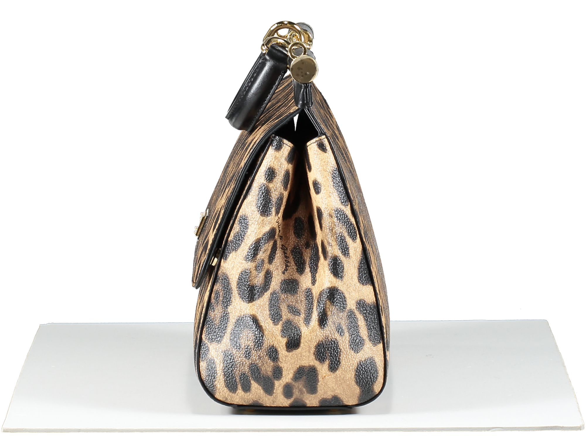 Dolce & Gabbana Brown Leopard Print Coated Canvas And Leather Medium Sicily Top Handle bag