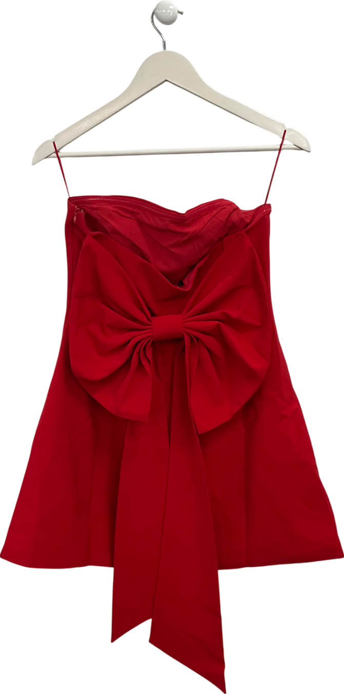Finesse Red Mckay Bow Straless Mini Dress UK M