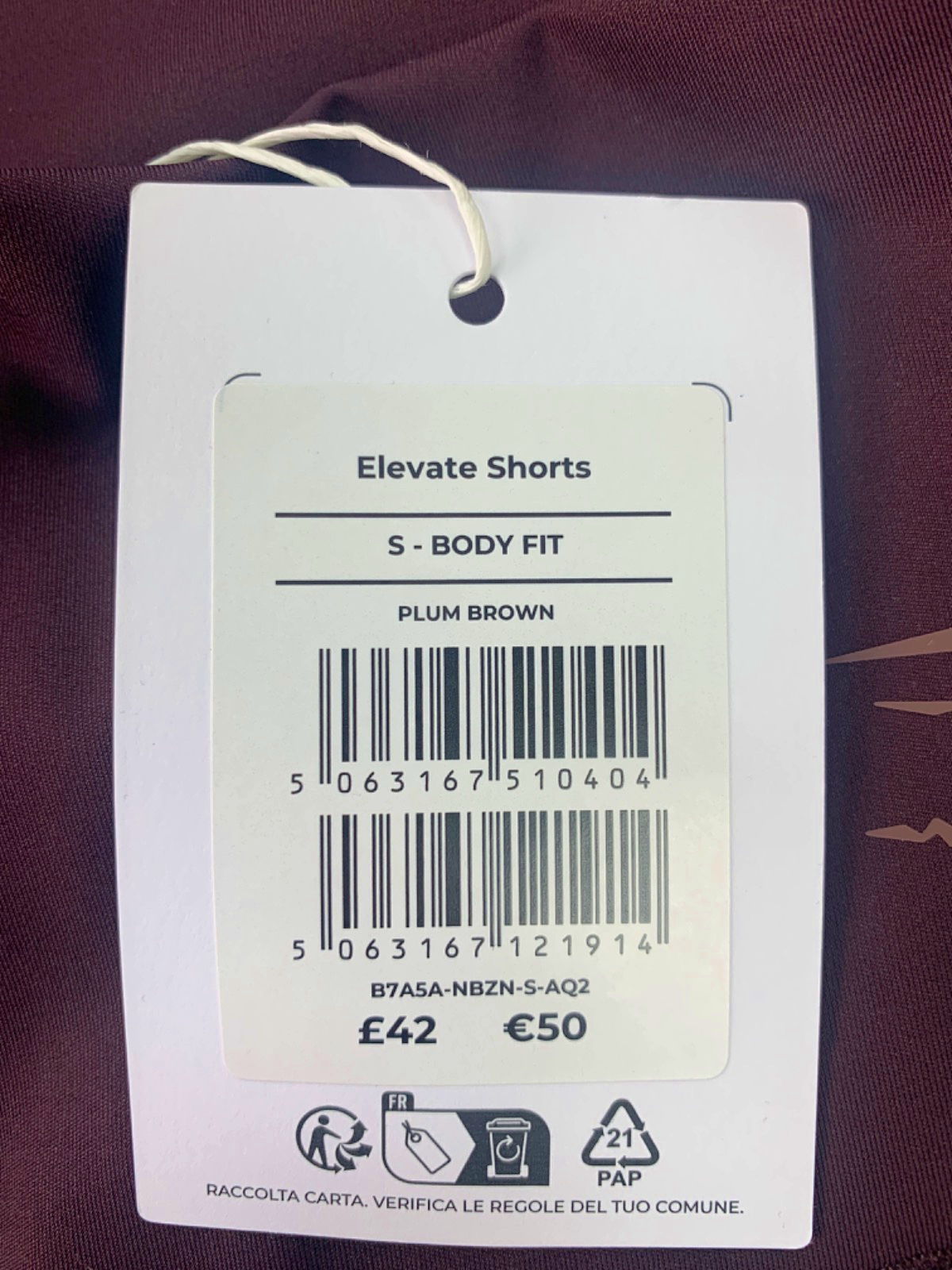 Gymshark Plum Brown Elevate Shorts S