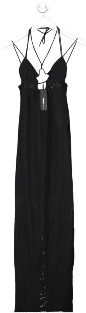 Fashion Nova Black Sultry Goddess Maxi Dress UK XS