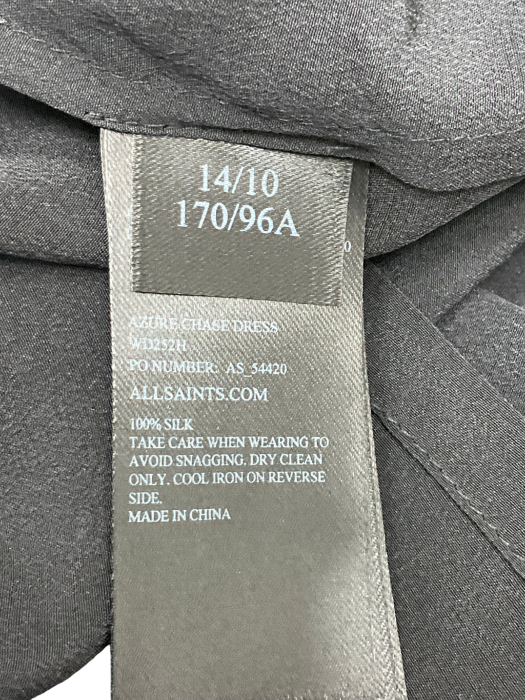 All Saints Black Azure Sleeveless Silk Dress UK 14