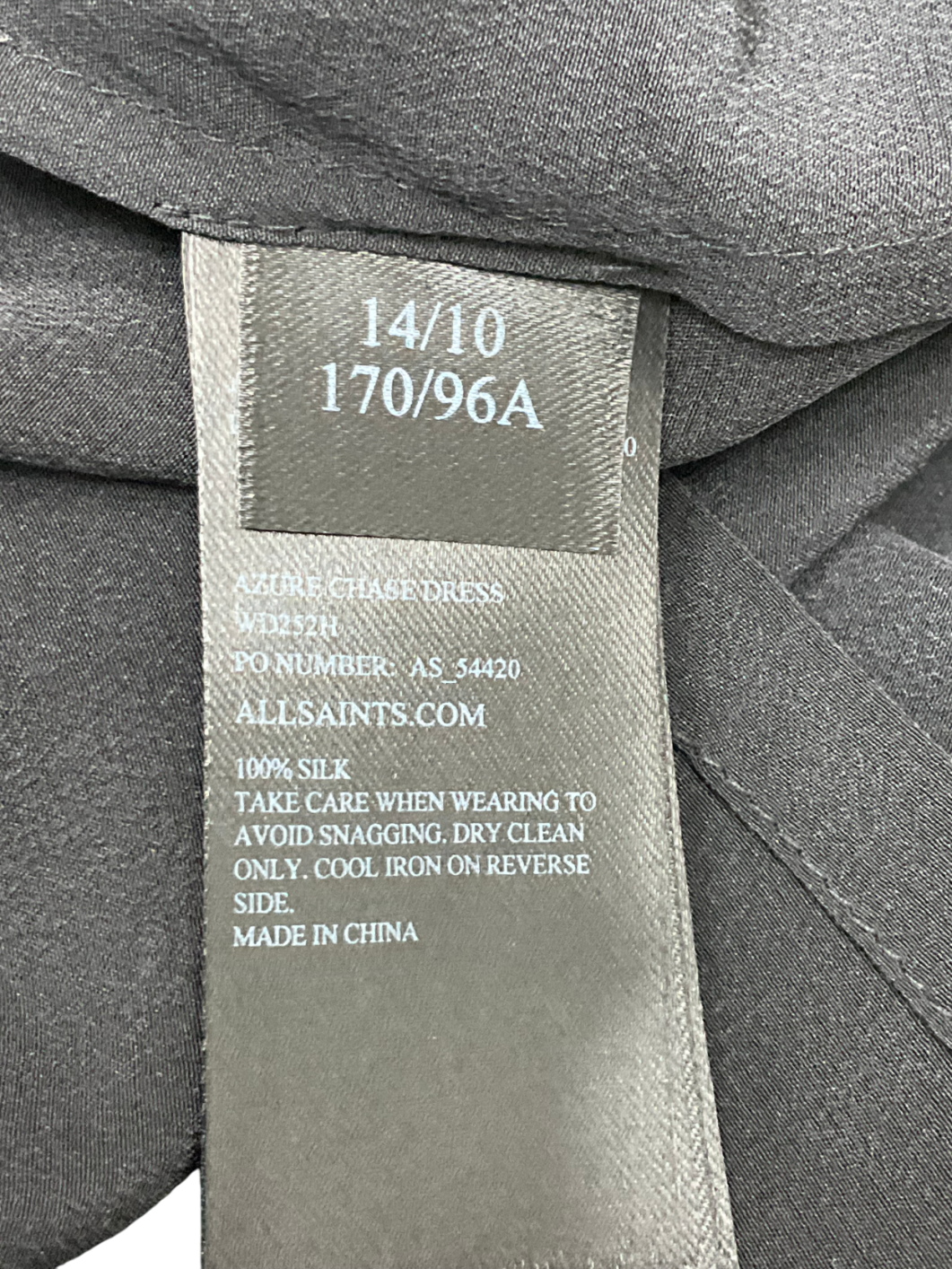 All Saints Black Azure Sleeveless Silk Dress UK 14