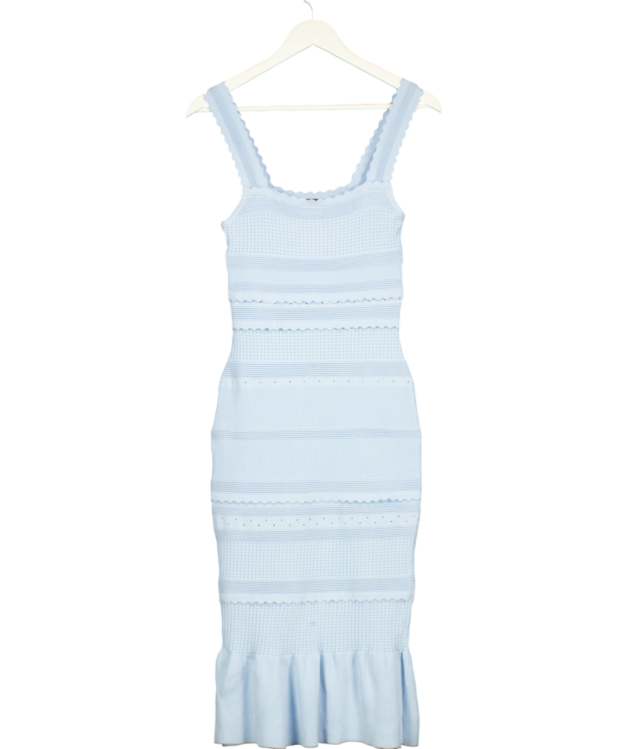 lipsy london Blue Crochet Bodycon Midi Dress UK 8