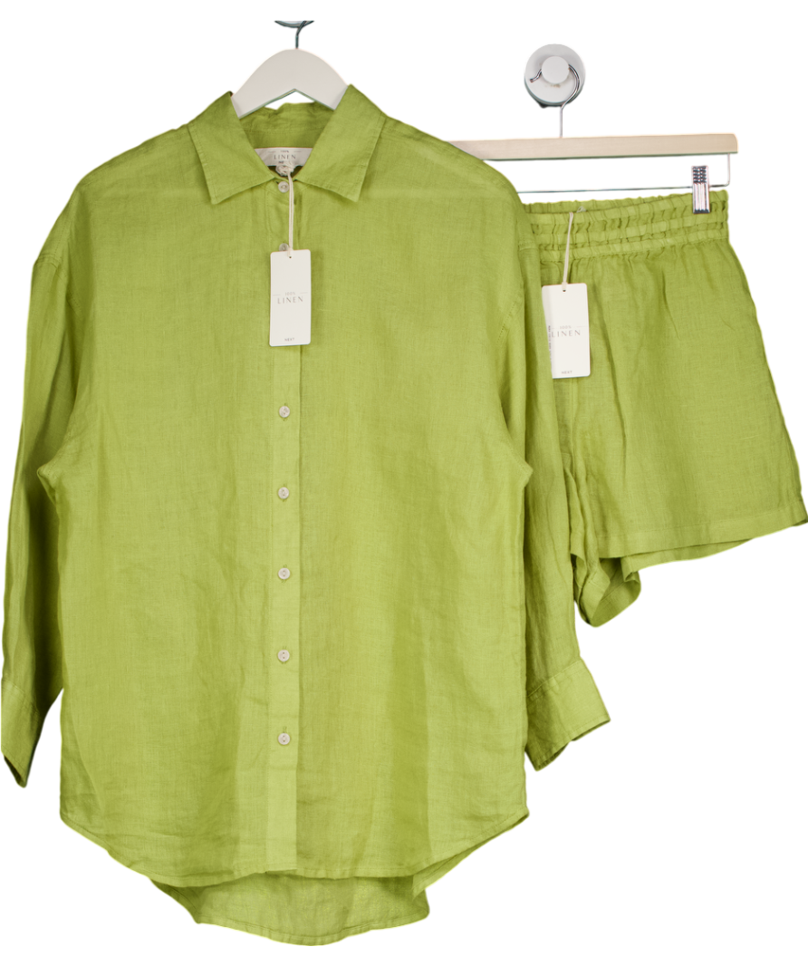 Next Khaki Linen Shirt And Shorts Set UK 8