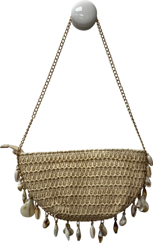 PrettyLittleThing Beige Curved Shell Charm Shoulder Bag