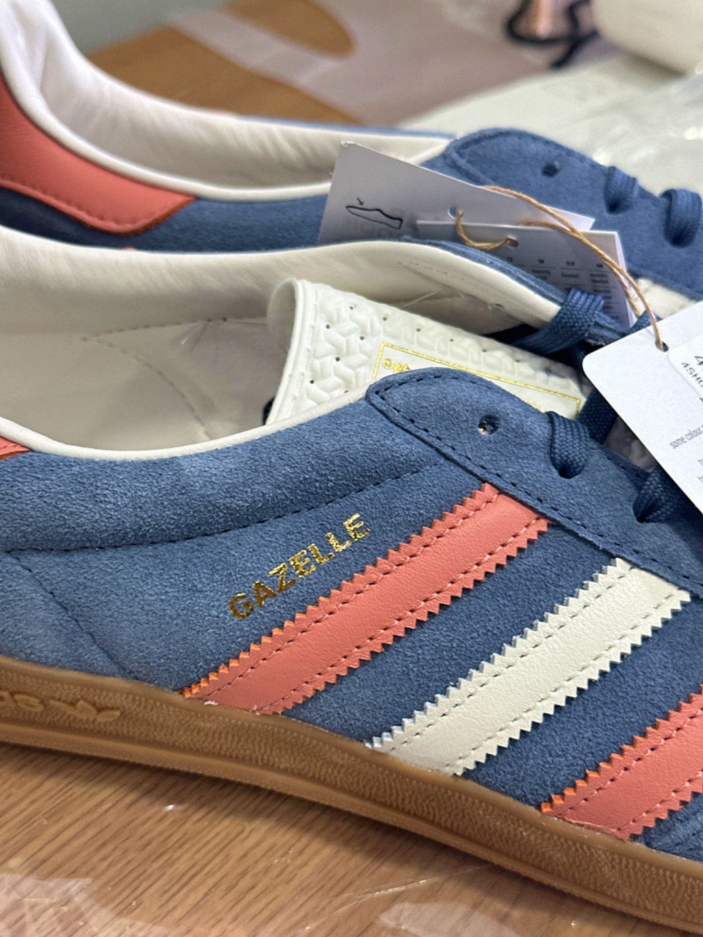 Adidas Blue and Pink Gazelle Indoor Trainers UK 10