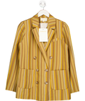 Sezane Yellow Agnes Jacket  Ochre Stripes Khaki Camel Fr36 UK 8