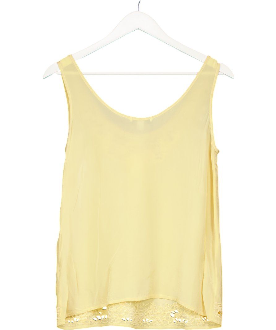 Next Yellow Satin Lace Insert Scoop Cami Top UK 6
