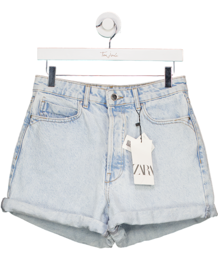 ZARA Blue Denim Fold Over Shorts UK 10
