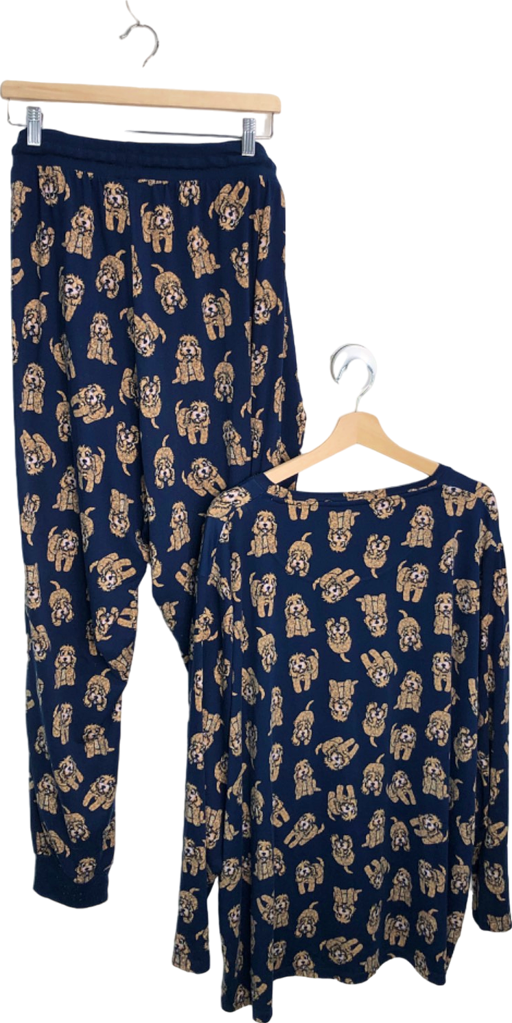 Chelsea Peers Navy Dog Print Pyjama Set UK 28