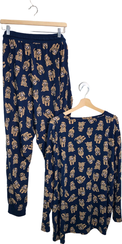 Chelsea Peers Navy Dog Print Pyjama Set UK 28