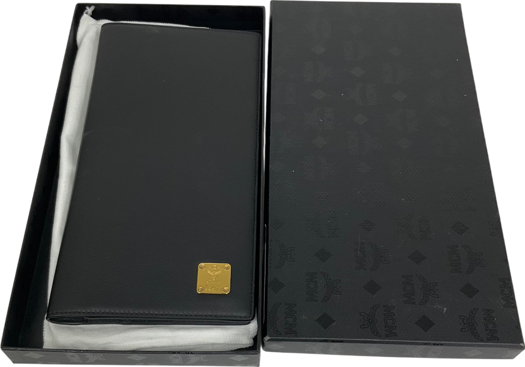 MCM Black Leather Travel Wallet One Size