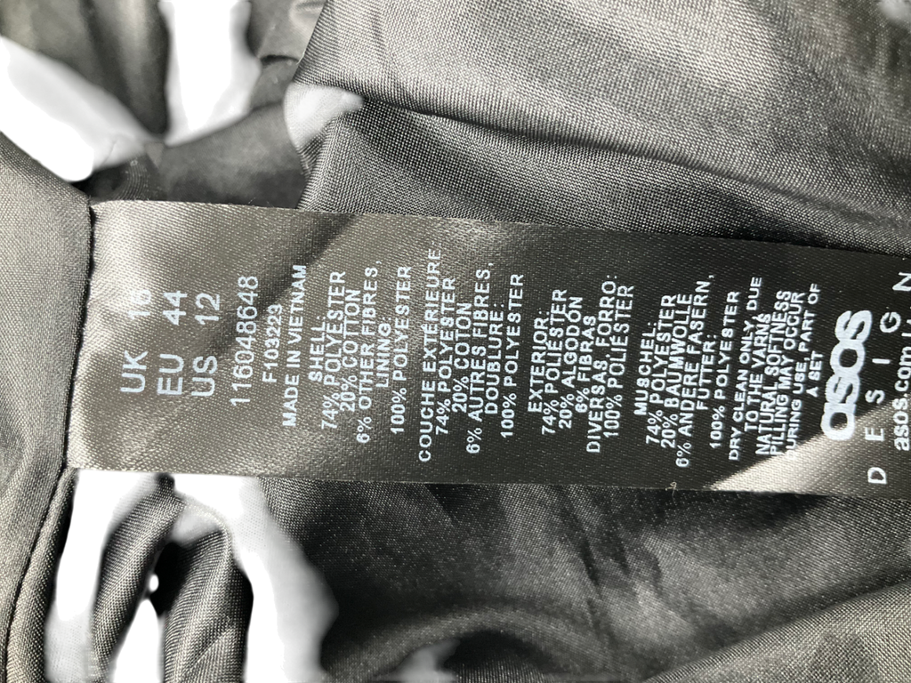 ASOS Black Formal Herringbone Coat UK 16