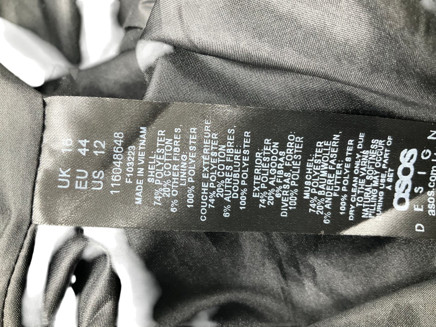 ASOS Black Formal Herringbone Coat UK 16