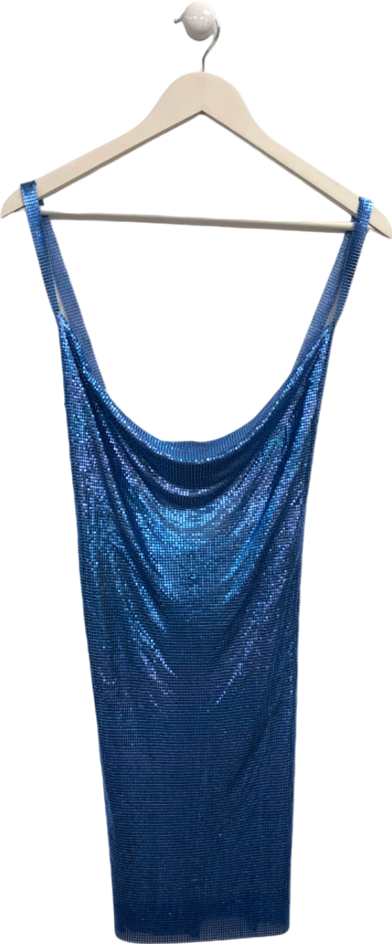 Blue Sequin Sleeveless Dress One Size