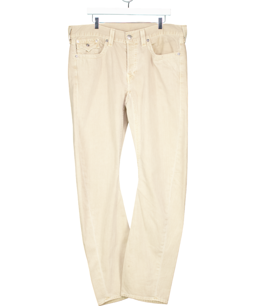 True Religion Jack Cream Beige Baggy Stitch Jeans W38