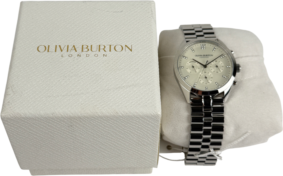Olivia Burton Silver Sports Luxe 38mm City Classic Multifunction Silver Bracelet Watch
