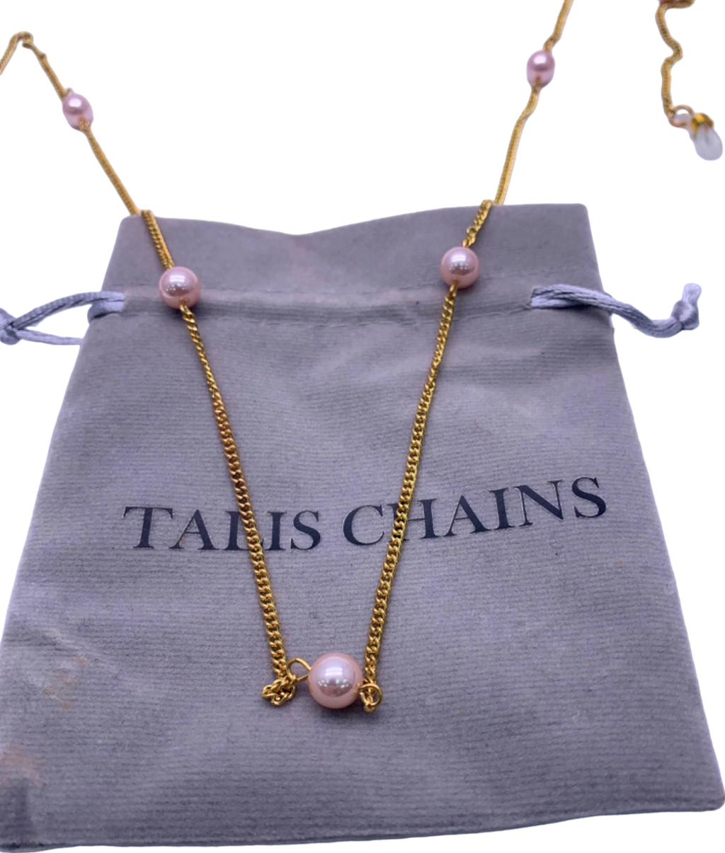 Talis Chains Gold Sunglasses Chain with Pink Pearls