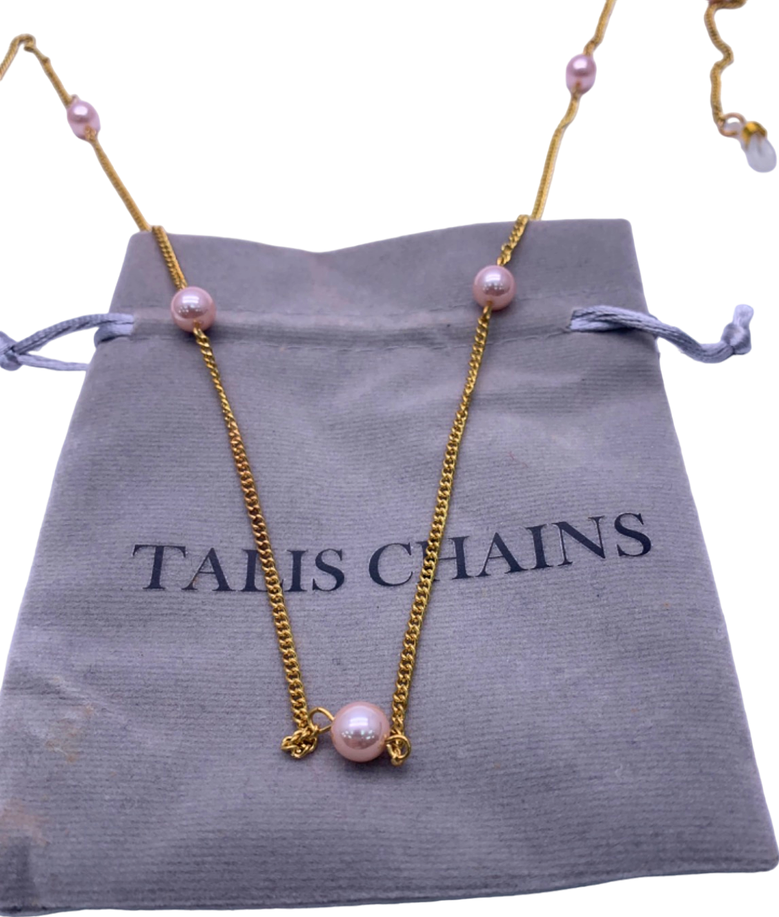 Talis Chains Gold Sunglasses Chain with Pink Pearls